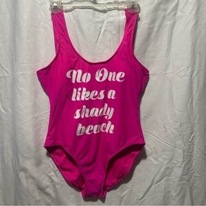 No Boundaries Pink One-Piece Swim | “No One Likes a Shady Beach” | Size L 11–13